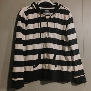 Navy Striped Zip up Sweater